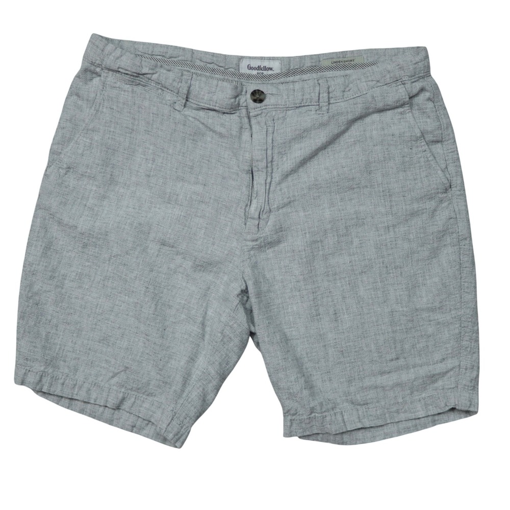 Goodfellow & Co Linden Shorts Mens 34 Gray Linen Blend 9" Inseam Flat Front
